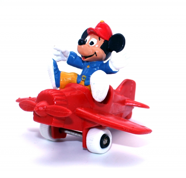Micky Maus Figur im roten Flugzeug von Bullyland